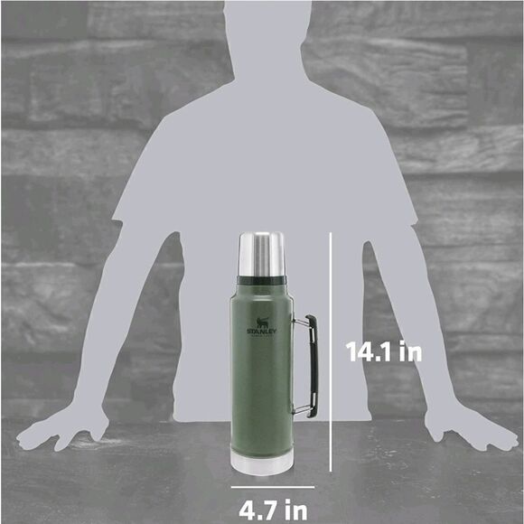 NEW Green Stanley Thermos 1L The Heritage Classic Bottle - Picture 2 of 12